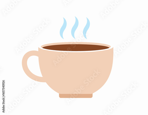 Warm Pastel-Colored Coffee Cup with Steam.