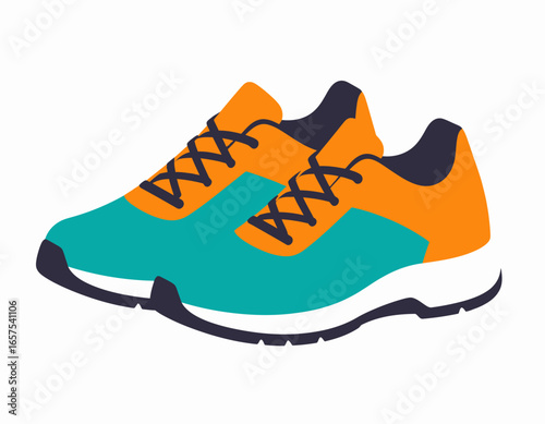 Pair of Colorful Sport Shoes with Laces.