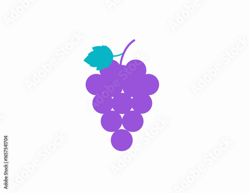 Purple Grape Cluster with Teal Leaf Design.