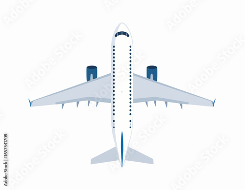 Top-Down View of a Modern Passenger Airplane.