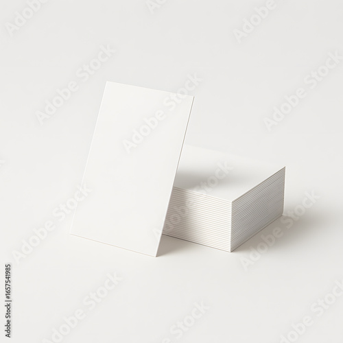 Minimalist White Business Card Mockup with Stacked Cards