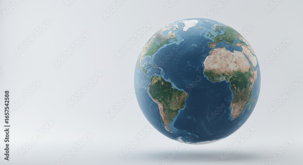 Fototapeta premium Globe with Detailed World Map Isolated on White Background