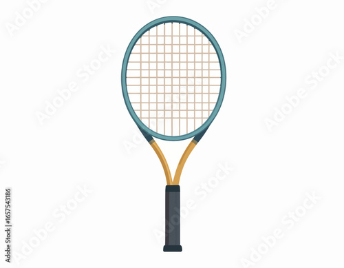 Modern Teal and Orange Tennis Racket.