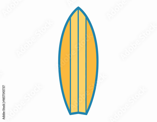 Simple Yellow Surfboard with Teal Design Lines.