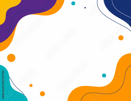 Abstract Colorful Wavy Shapes Border Design.