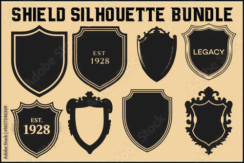 Vintage Shield Silhouette Bundle | Heraldic Crest SVG Set"