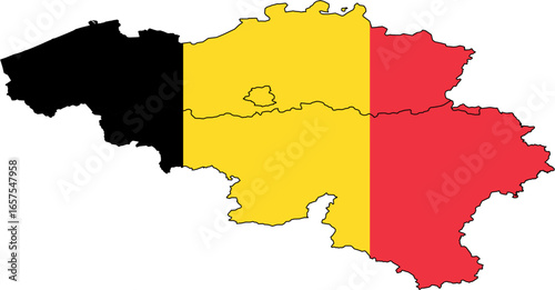 Belgium Map with National Flag – EPS Vector Illustration