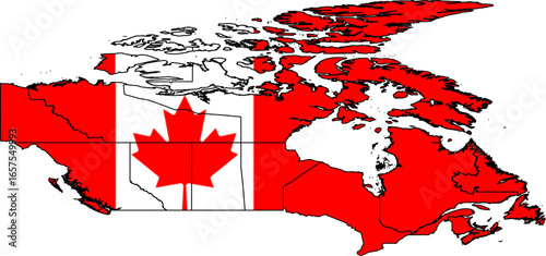 Canada Map with National Flag – EPS Vector Illustration
