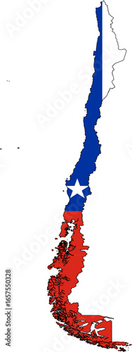 Chile Map with National Flag – EPS Vector Illustration