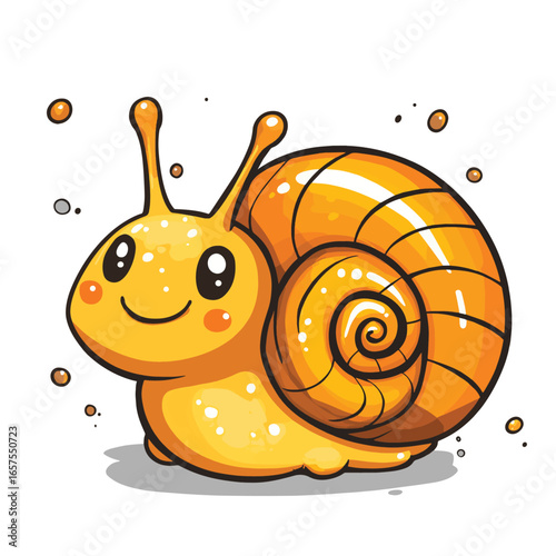 Cartoon cute snail character collection. Doodle snail. Children's illustration of a small snail. Stock vector illustration isolated on a white background