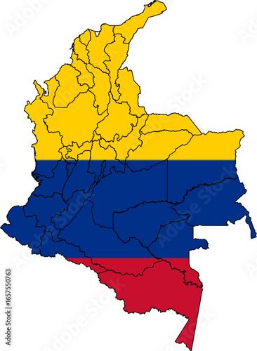 Colombia Map with National Flag – EPS Vector Illustration