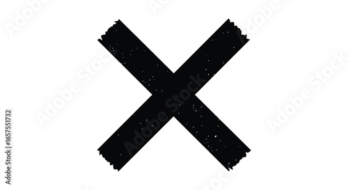 A large black x mark on a white background silhouette