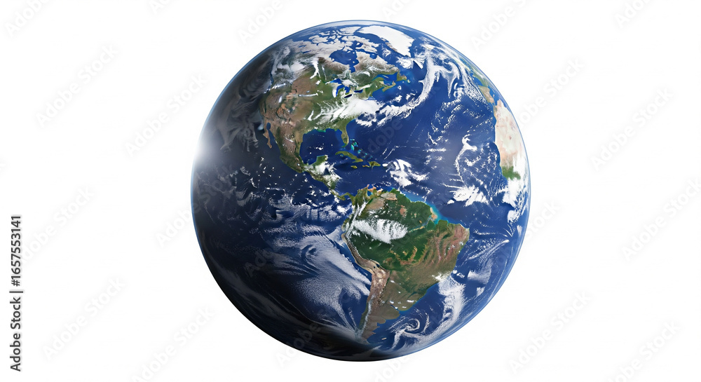 Obraz premium Vibrant Planet Earth Globe Showing Continents on Isolated transparent background