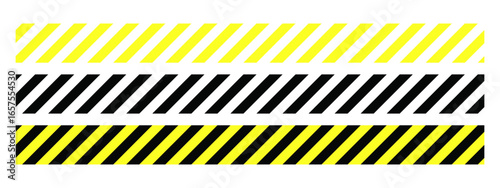 Set Of Black And Yellow Industrial Warning Long Stripes Symbol Seamless Texture Pattern Collection