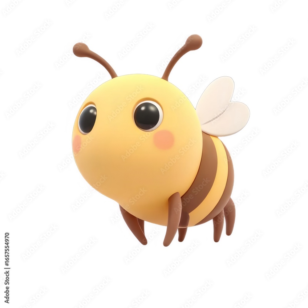 Obraz premium 漫画のハチのイラスト 黄色と茶色の愛らしいデザイン 白い背景 昆虫のキャラクター