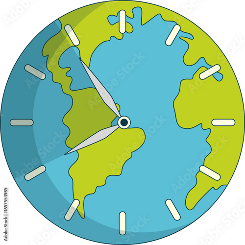 Earth hour illustration. Earth hour enviromental and eco activism vector concept globe, plant, green. Vector isolated.