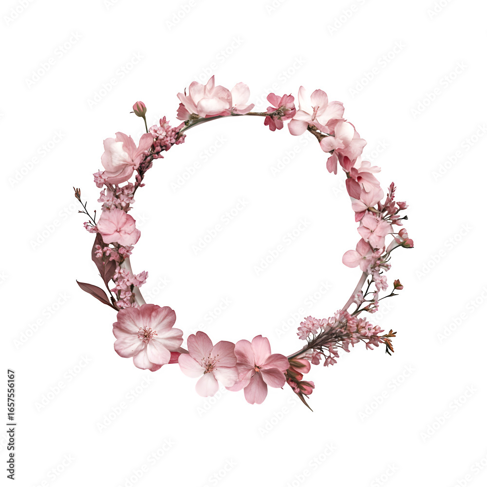 Obraz premium Pink flower with a circular decorative frame
