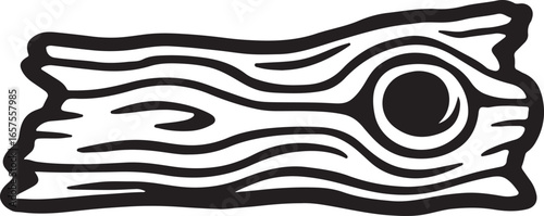 a piece of driftwood black and white silhouette wood grain texture vector illustration