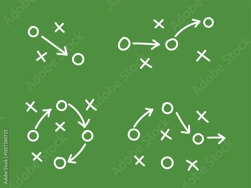 Game success strategy in football, sports tactics scheme play icon