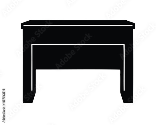 Silhouette of a simple rectangular bedside table or nightstand illustration