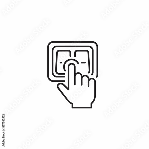 Hand Touching a Button Icon Minimalist Black and White Design.