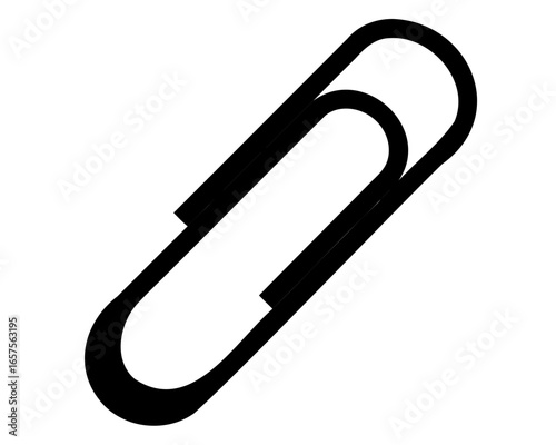 Black and white paperclip illustration representing an office supply item