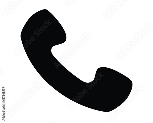 Silhouette of a vintage telephone handset, isolated on white background, communication technology