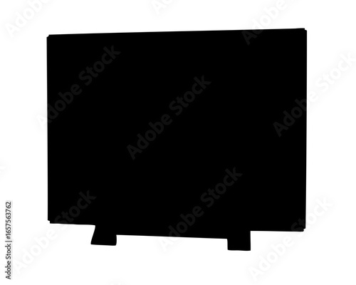 Silhouette of a standing chalkboard sign with small base supports isolated