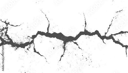 White Cracked Paint Texture on Dark Background, Distressed Wall Surface, Grunge Overlay for Digital vector Design.