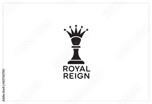 Royal Reign Concept with Chess Queen Piece Icon for Branding and Creative Logo Design Solutions