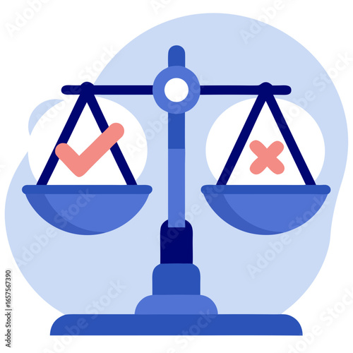 Scales of justice representing principle of right in blue colors  