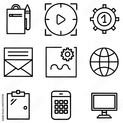 Social Media Icons — Monoline Series