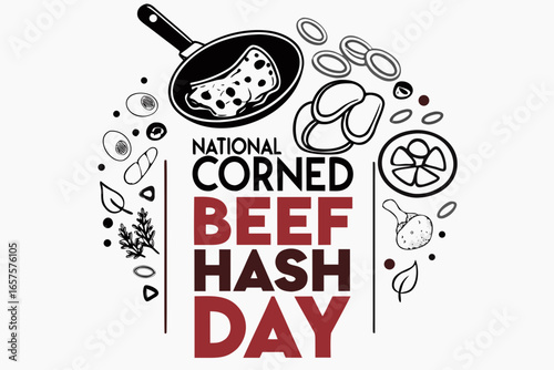 NATIONAL CORNED BEEF HASH DAY vector illustration