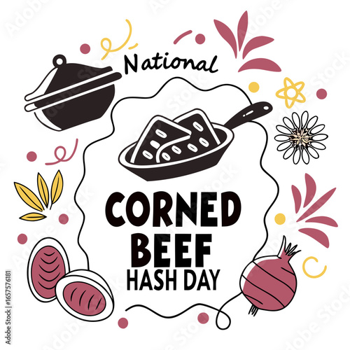 NATIONAL CORNED BEEF HASH DAY vector illustration