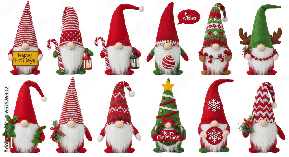 Fotografie Isolated Christmas Gnome Collection