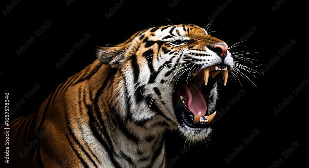 Fototapeta premium Majestic-Bengal-Tiger-Roaring-Cinematic-Portrait