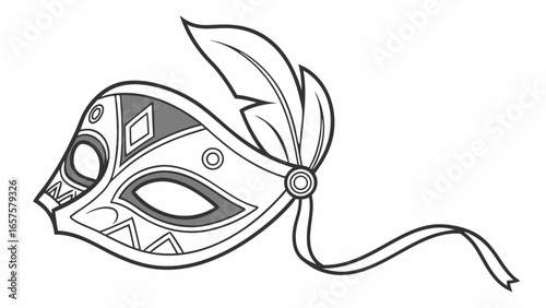 Vector art of feathered venetian masquerade mask, perfect for adding flair to any festive or theatrical occasion