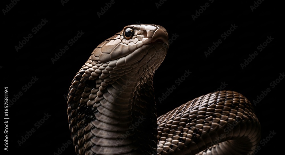 Fototapeta premium Deadly-Cobra-Head-Tilted-Cinematic-Portrait