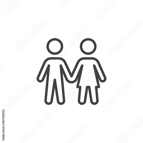 Siblings together line icon
