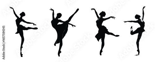 Ballet Dancer Silhouettes Vector Illustration