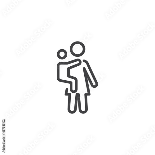 Babysitter holding baby line icon