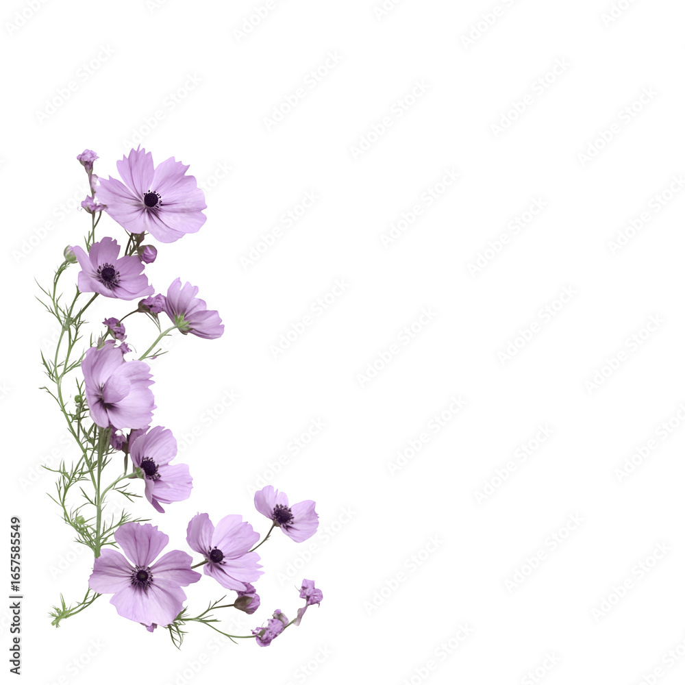 Obraz premium Purple flowers arranged in a decorative corner border frame