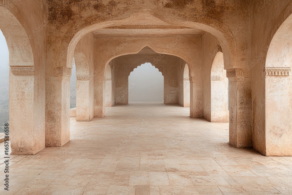 Obraz premium Geometric decorative textures with classic Moorish arch motifs.