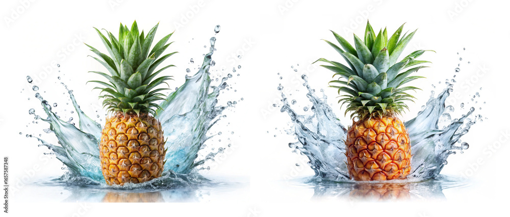Fototapeta premium pineapple and water splash