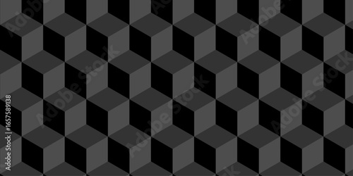 Abstract square dark black cubic square shape backdrop texture. cube geometric wall and floor vector diamond hexagon triangle wallpaper background.	