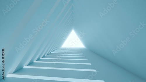 Fotografija Blue triangular modern futuristic sci-fi corridor