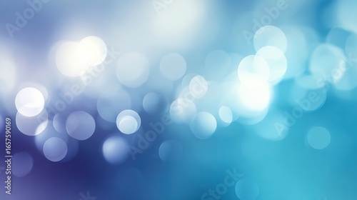 Abstract Blue Bokeh Background with Soft Light Circles and Blurred Effect.