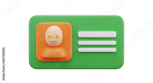 Cute Clay Cartoon ID Card with Smiling Face and Stripes for Identification or Profile