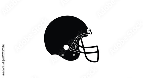 American football helmet in black and white on a plain background silhouette