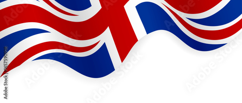 Waving flag of the United Kingdom isolated on white background. National flag of England for patriotic concept design, monarchy event, and British public holiday. Vector illustration